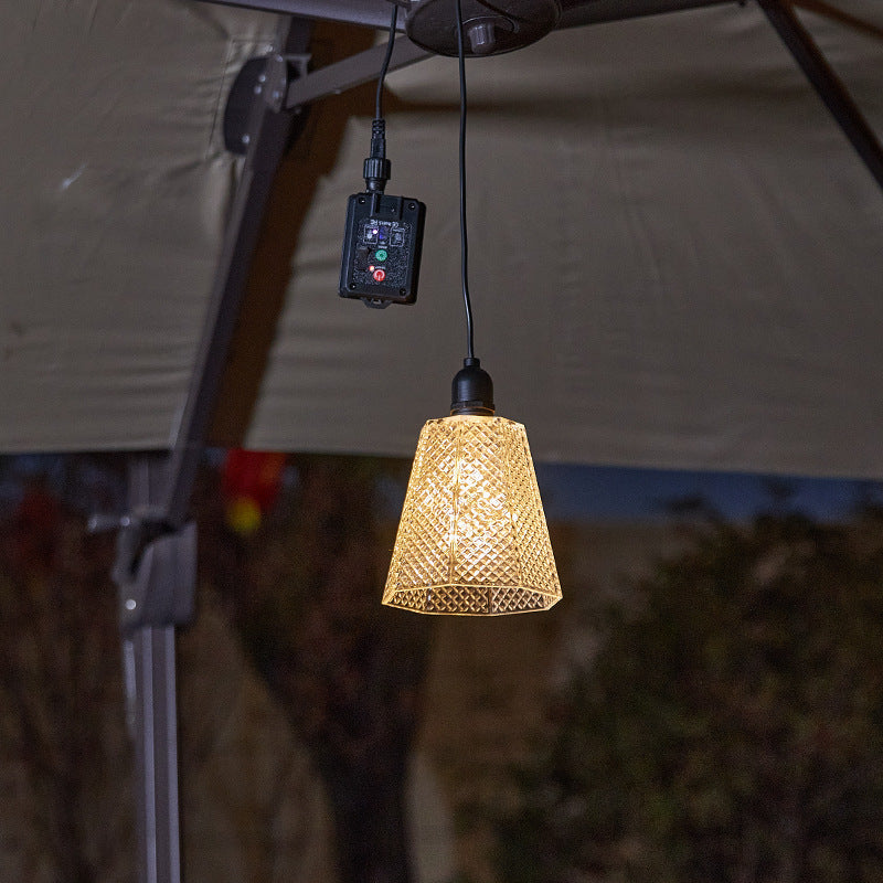 Lampe à suspension solaire en verre texturé rechargeable par USB