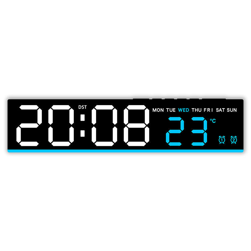 Horloge murale numérique avec grands chiffres LED et affichage de la température