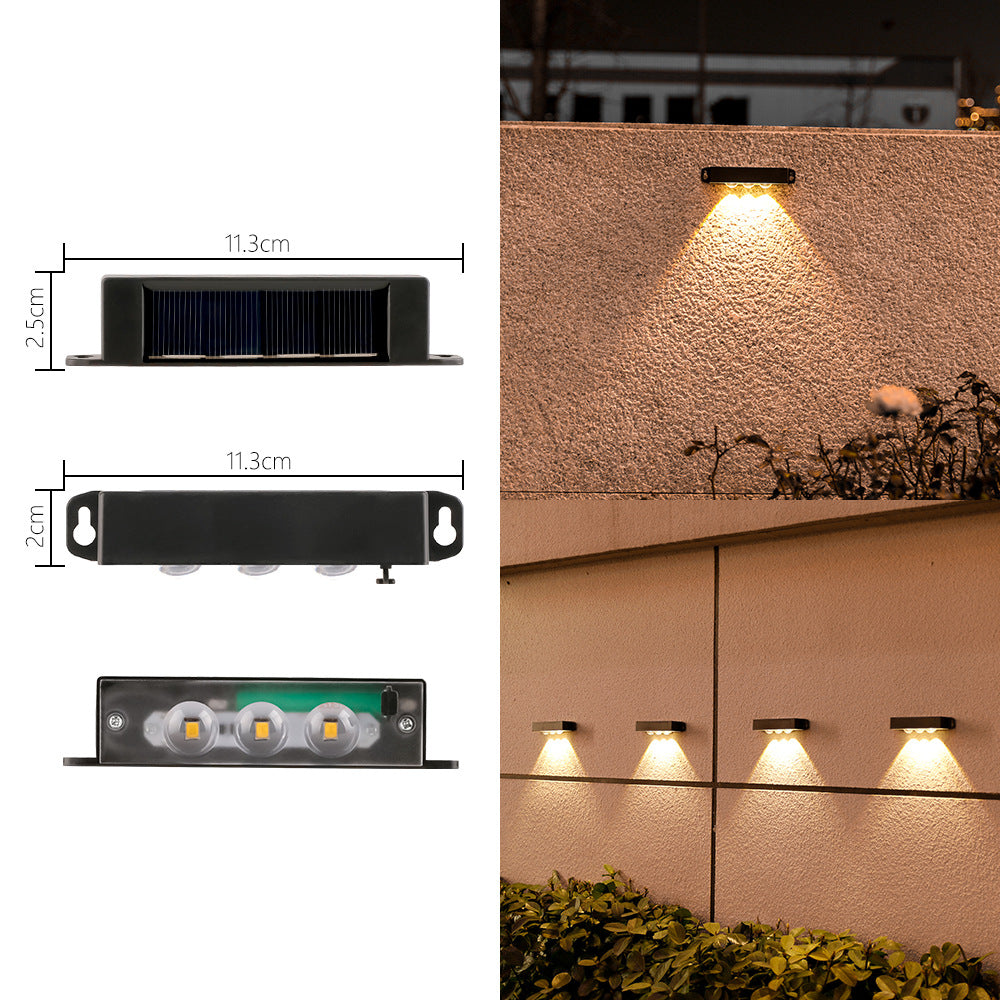 Applique murale LED compacte à détecteur de mouvement à énergie solaire pour escaliers et clôtures extérieures