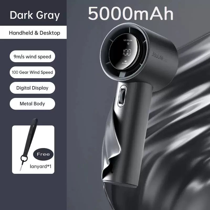 Sèche-cheveux portable sans fil rechargeable taille unique unisexe avec affichage numérique, contrôle du vent à plusieurs vitesses et cordon de voyage