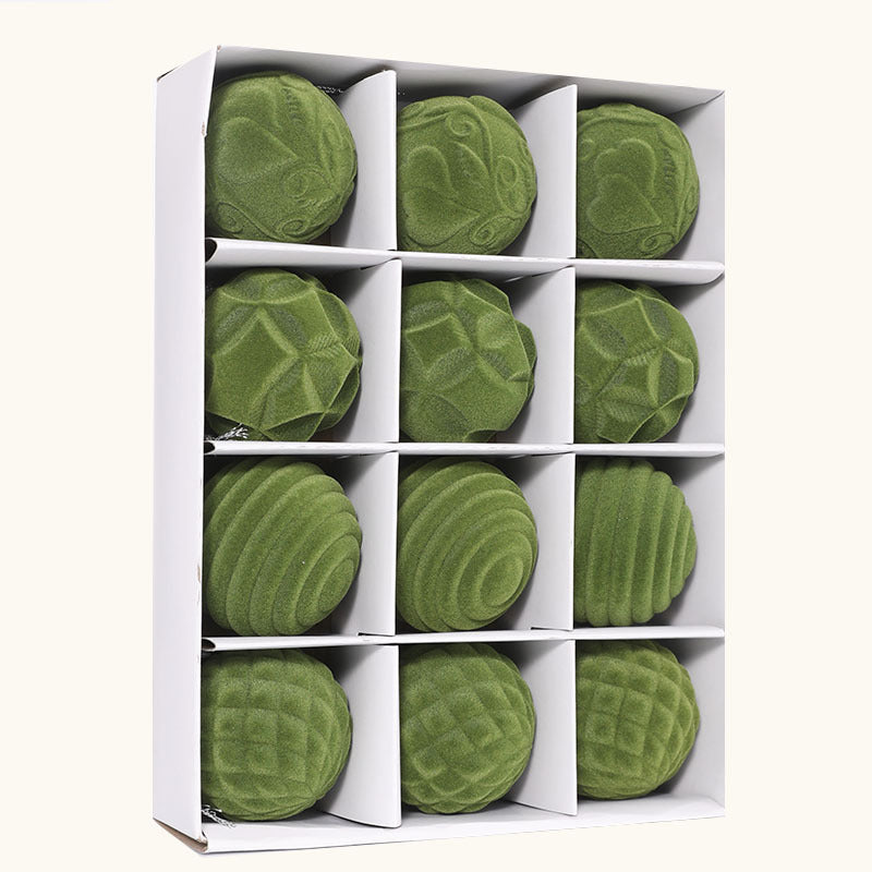 Boule de Noël floquée en boîte de 6 cm, 12 boules de velours pour arbre de Noël, décorations de vacances