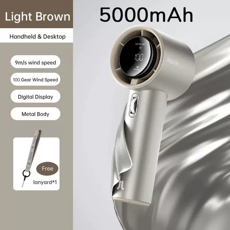 Sèche-cheveux portable sans fil rechargeable taille unique unisexe avec affichage numérique, contrôle du vent à plusieurs vitesses et cordon de voyage