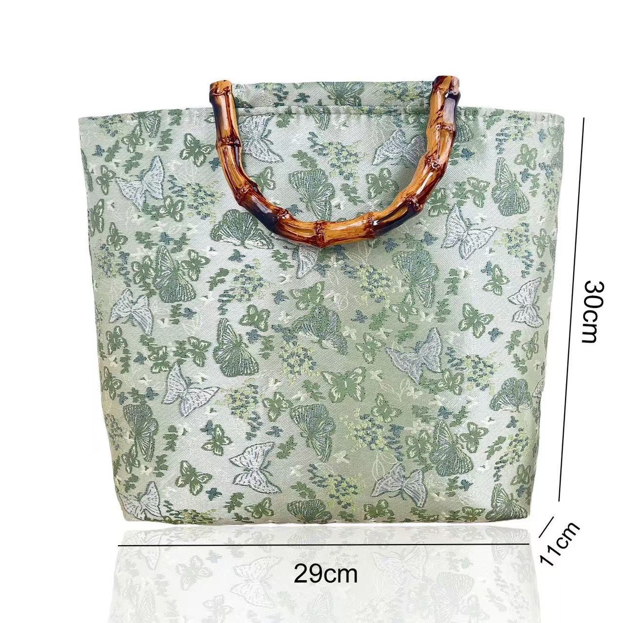 Sac à main élégant avec poignée en bambou