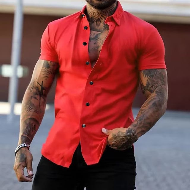 Chemise à manches courtes pour homme, coupe moderne et ajustée