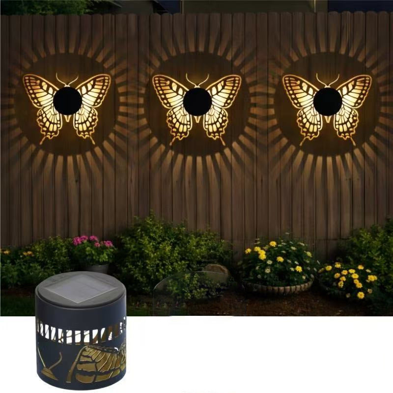 Applique murale extérieure à projection de soleil Mandala avec boîtier en métal à motifs et capteur automatique du crépuscule à l'aube