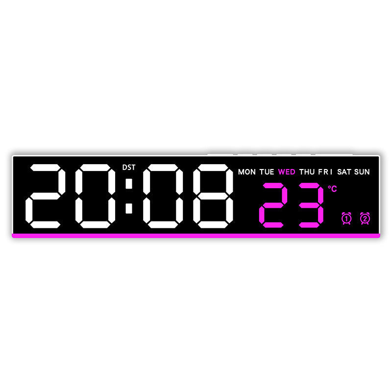 Horloge murale numérique avec grands chiffres LED et affichage de la température