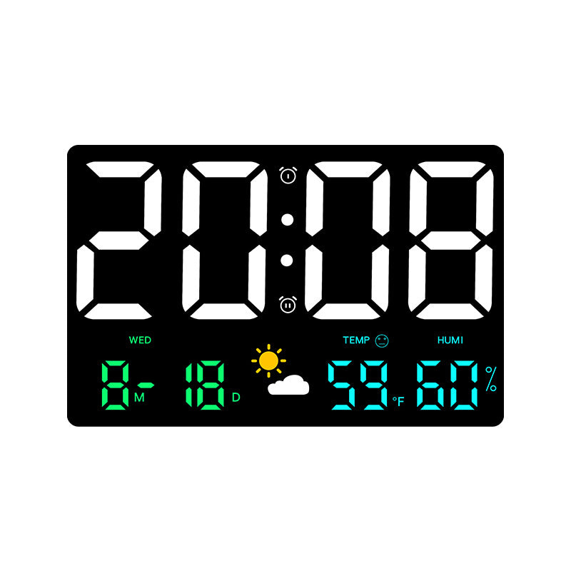 Horloge de décoration murale numérique avec affichage de la température et de l'humidité