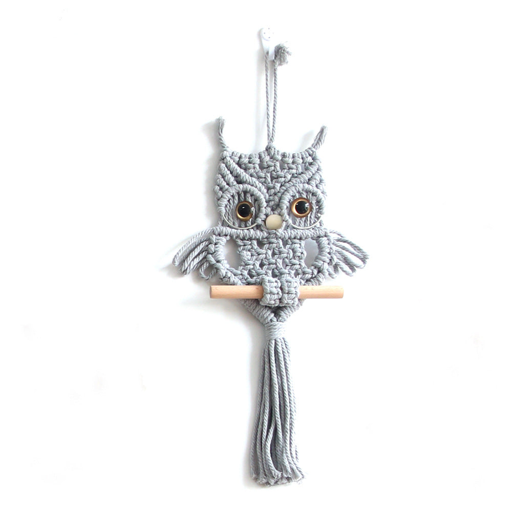 Décoration murale en macramé, en forme de chouette, fil durable, installation facile, taille 20 × 51 cm