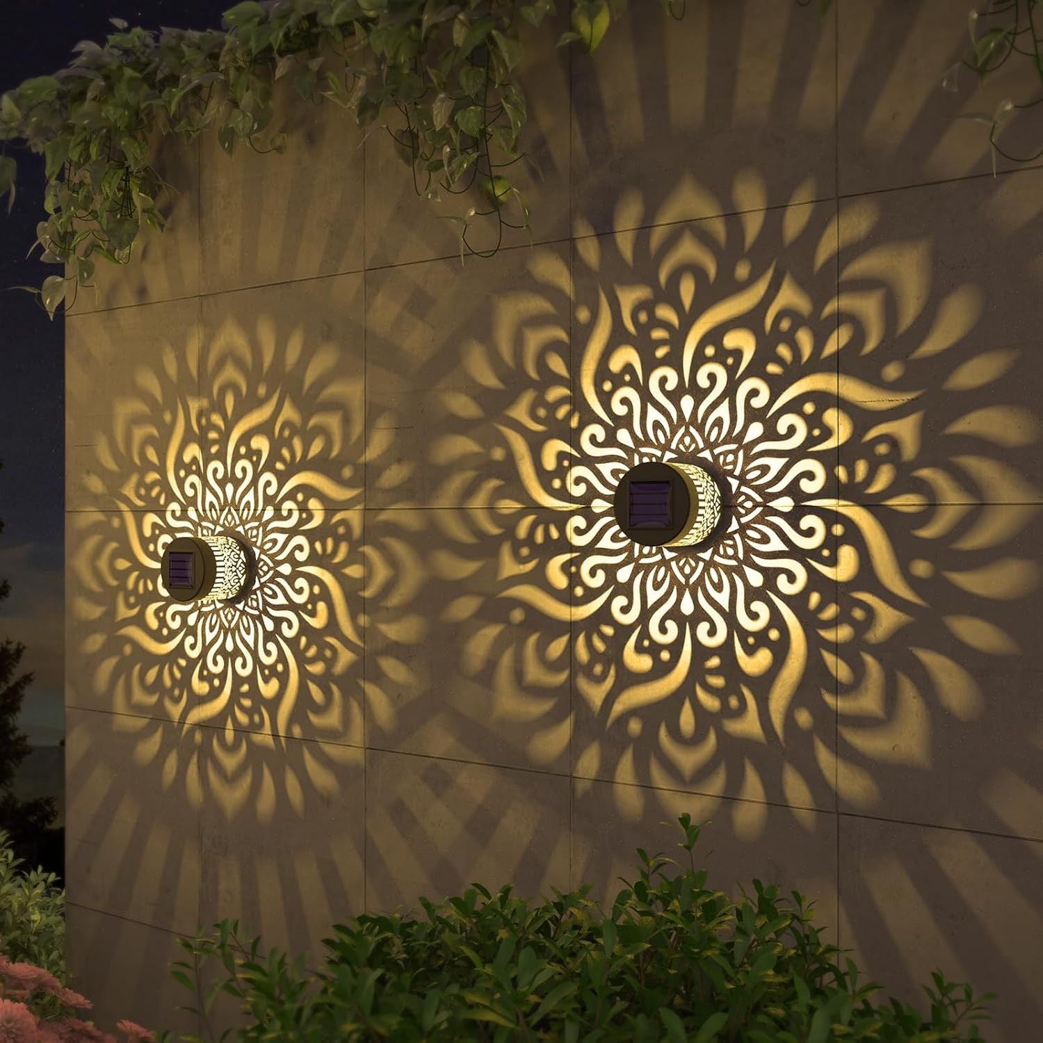 Applique solaire décorative avec motif de projection de mandala