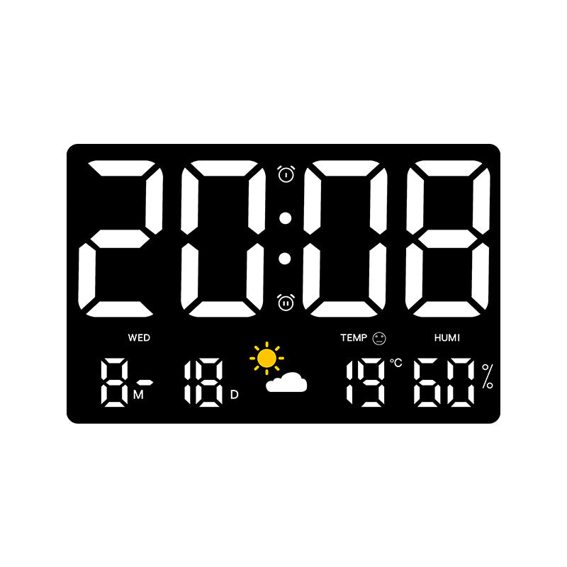 Horloge de décoration murale numérique avec affichage de la température et de l'humidité