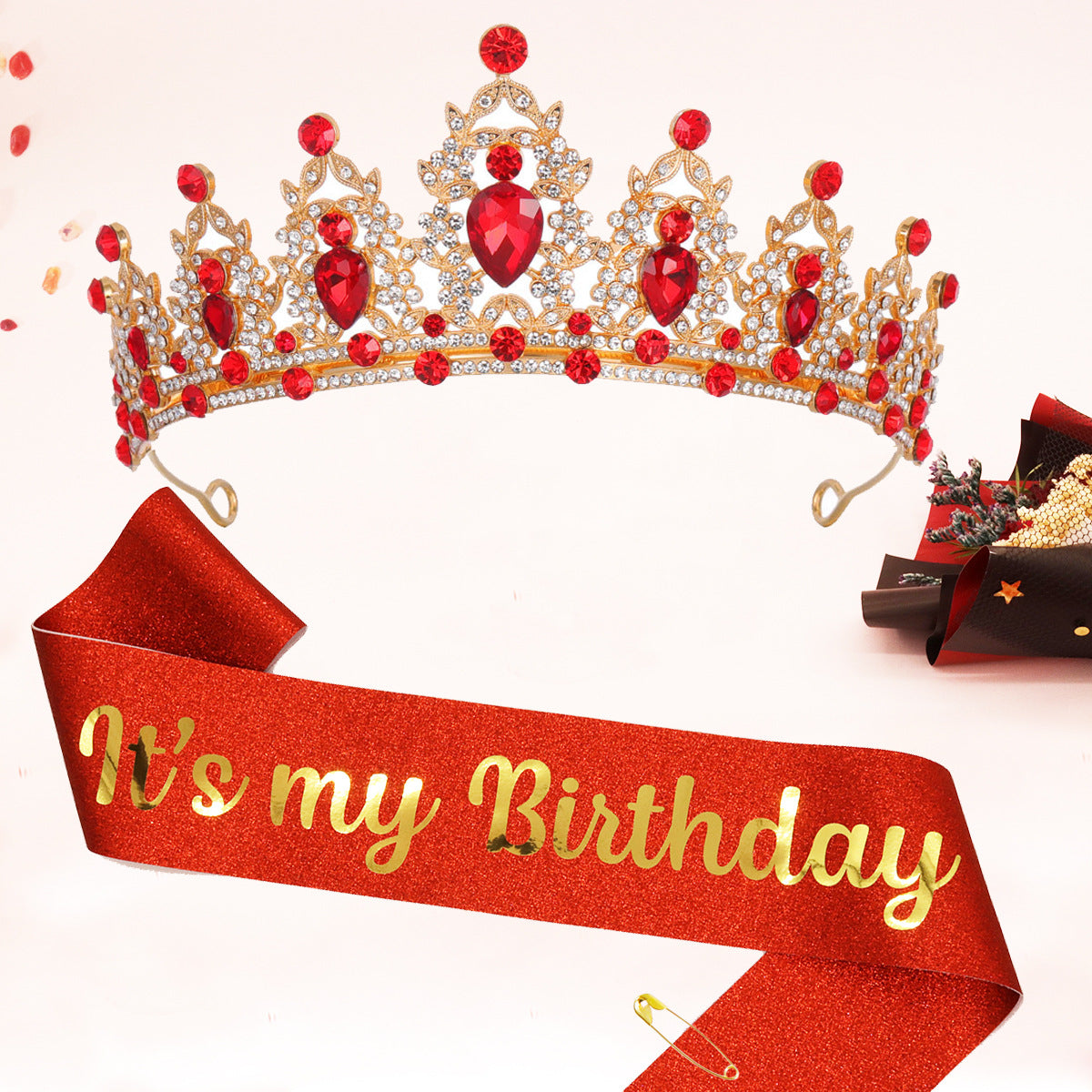 Bande d'anniversaire festive pour femme avec motif pailleté