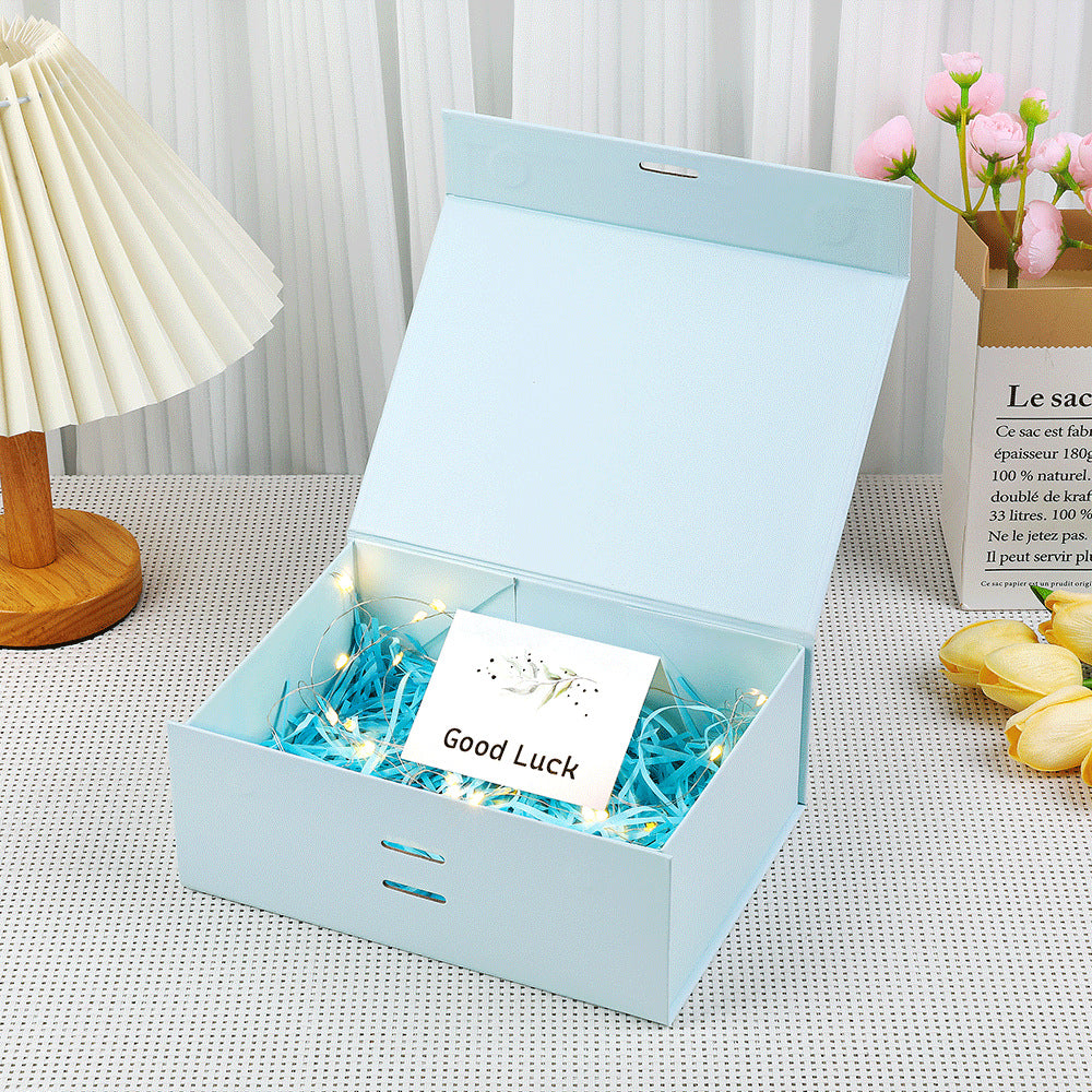 Coffret cadeau magnétique haut de gamme avec guirlande lumineuse LED et carte de vœux