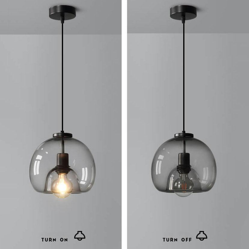 Lampe à suspension Rookglas Bol E27 25cm Eetkamer Slaapkamer Bar Industrieel Glazen Pendellamp Smoke Grijs Plafondlamp | Sansotis