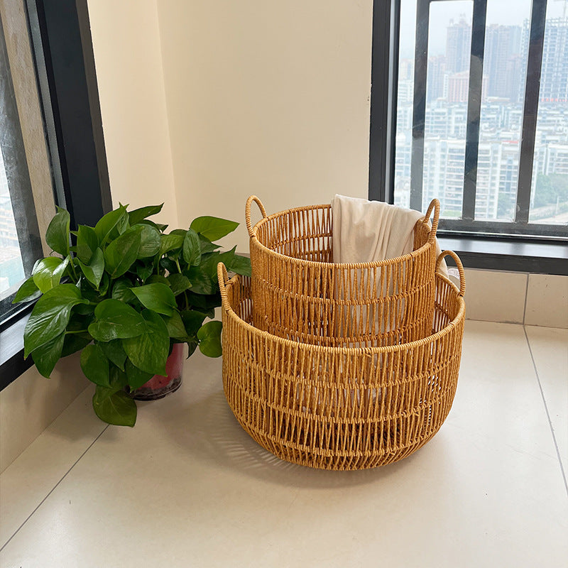 Panier à linge rond tressé pour femme