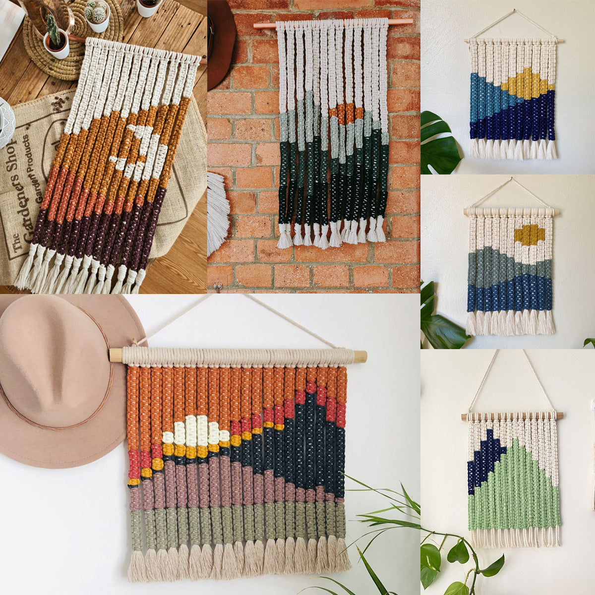 Décoration murale en macramé avec motif géométrique élégant