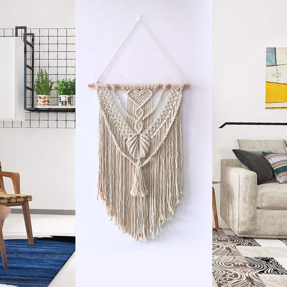 Décoration murale en macramé avec franges créatives