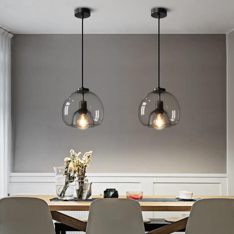 Lampe à suspension Rookglas Bol E27 25cm Eetkamer Slaapkamer Bar Industrieel Glazen Pendellamp Smoke Grijs Plafondlamp | Sansotis