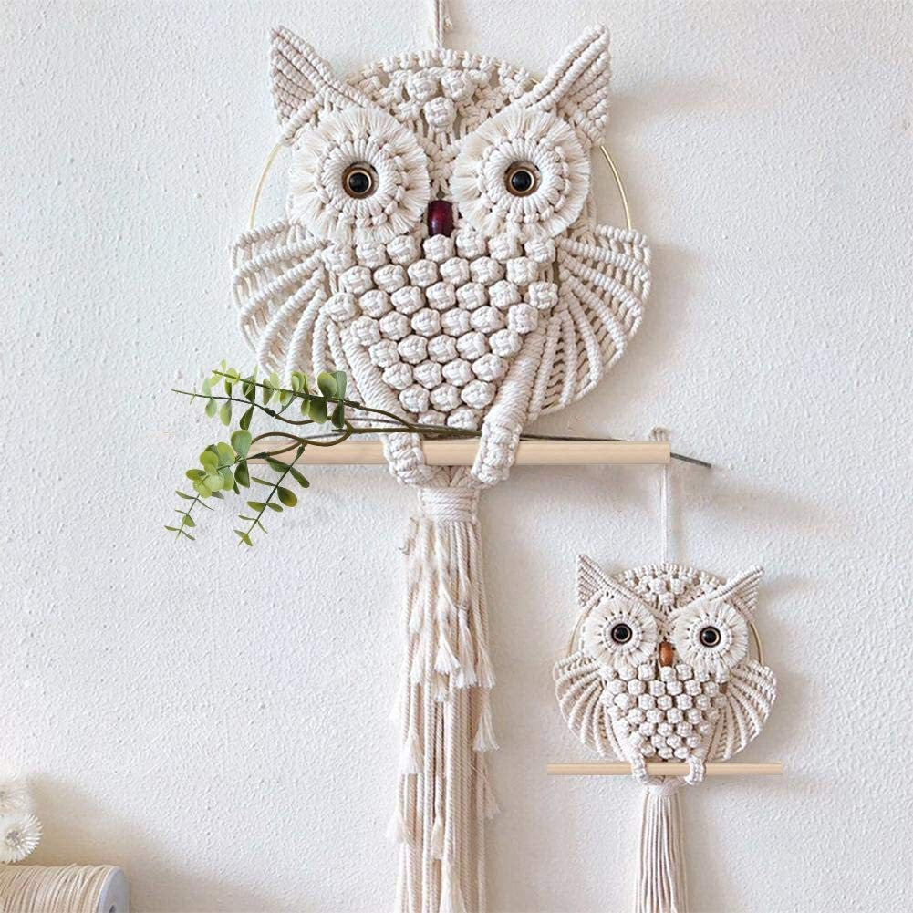 Décoration murale en macramé forme hibou, macramé de haute qualité, idéale pour salon et chambre de bébé