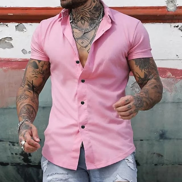 Chemise à manches courtes pour homme, coupe moderne et ajustée