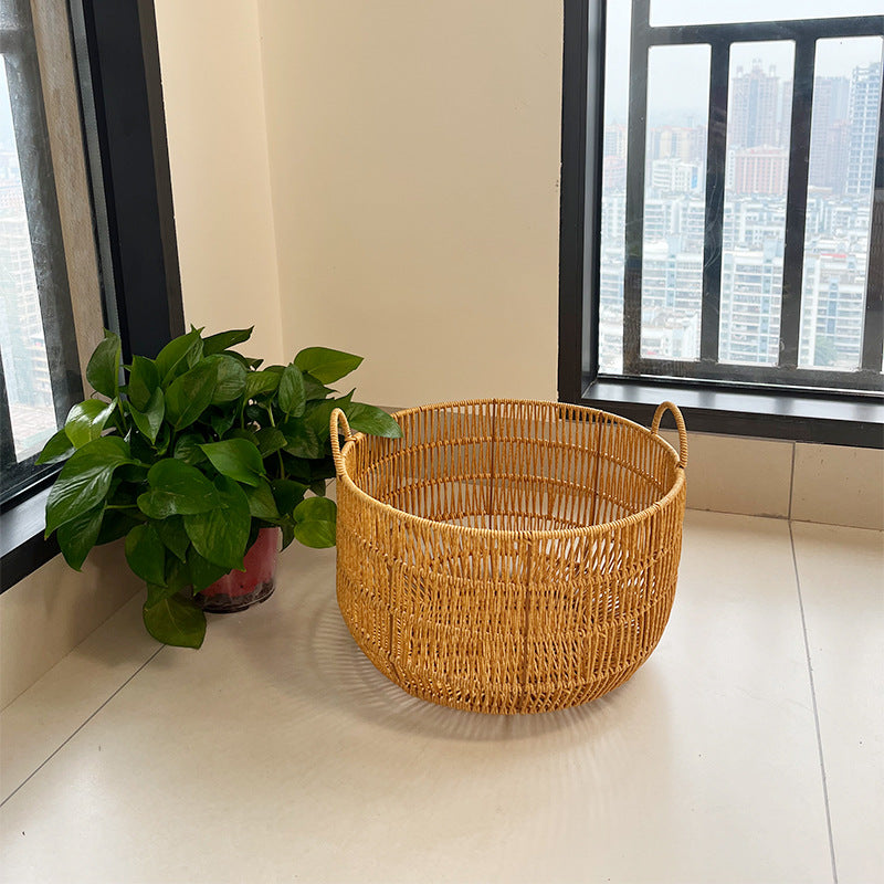 Panier à linge rond tressé pour femme