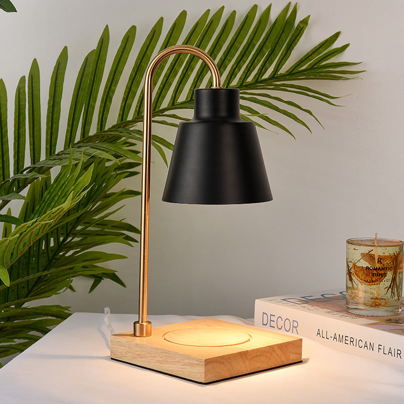 Lampe de bureau moderne avec base en bois