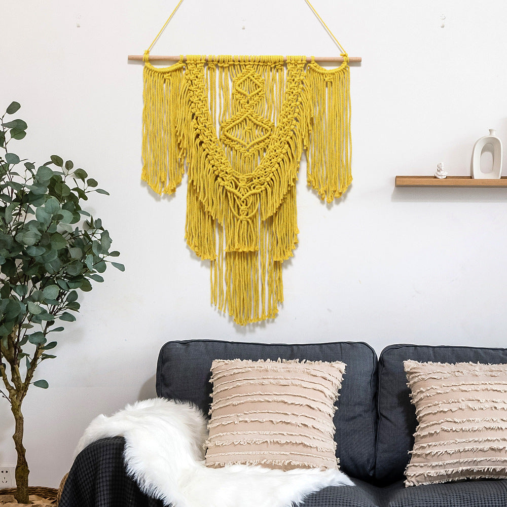 Décoration murale en macramé avec détails artistiques