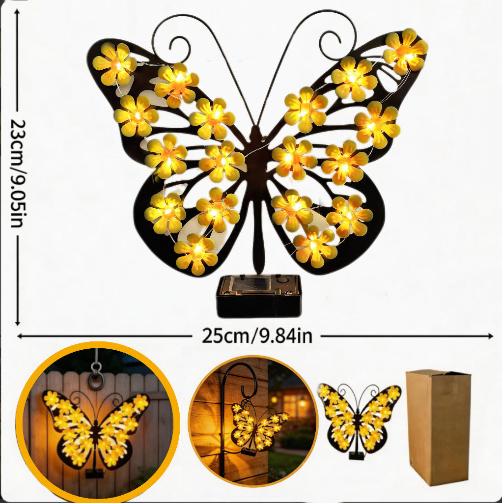 Applique murale décorative en métal abeille avec lampe LED féerique intégrée et module solaire