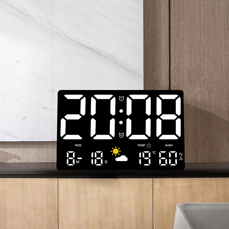 Horloge de décoration murale numérique avec affichage de la température et de l'humidité