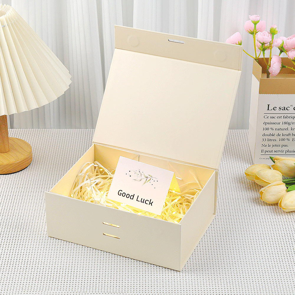Coffret cadeau magnétique haut de gamme avec guirlande lumineuse LED et carte de vœux