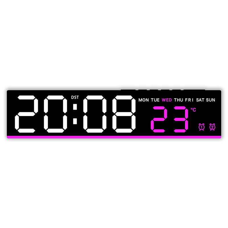 Horloge murale numérique avec grands chiffres LED et affichage de la température