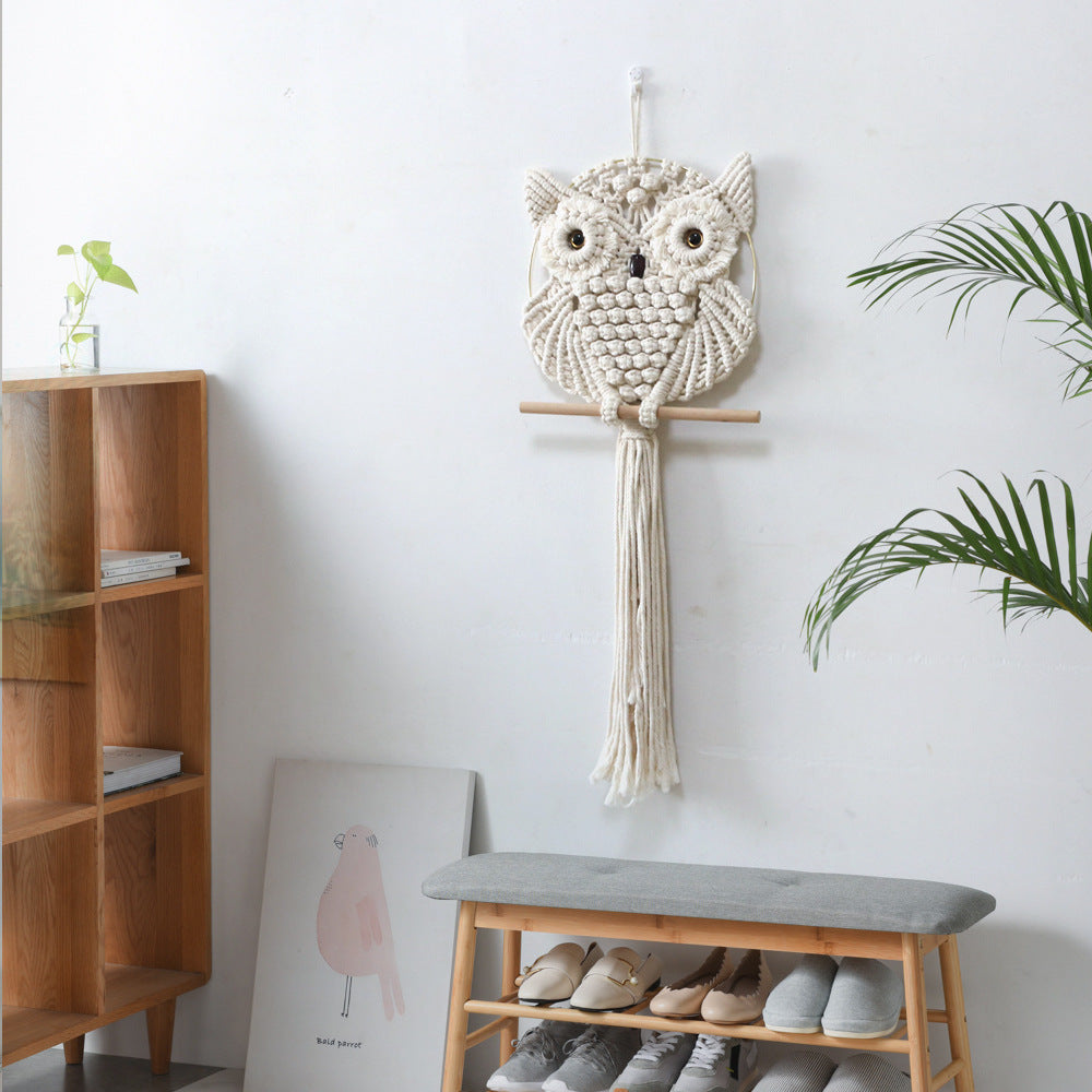 Décoration murale en macramé forme hibou, macramé de haute qualité, idéale pour salon et chambre de bébé