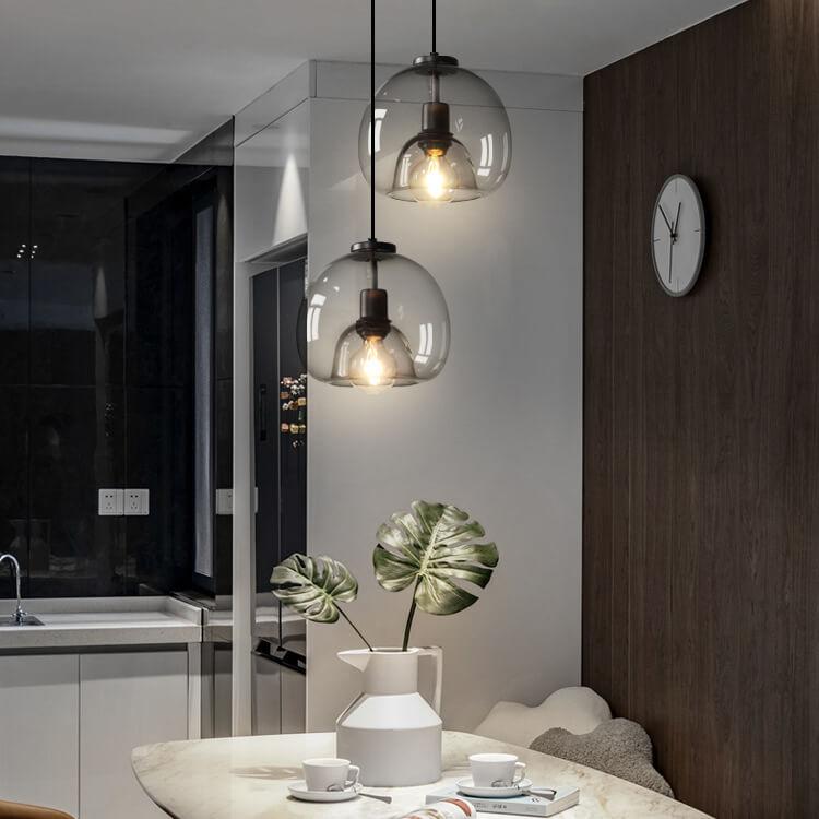 Lampe à suspension Rookglas Bol E27 25cm Eetkamer Slaapkamer Bar Industrieel Glazen Pendellamp Smoke Grijs Plafondlamp | Sansotis
