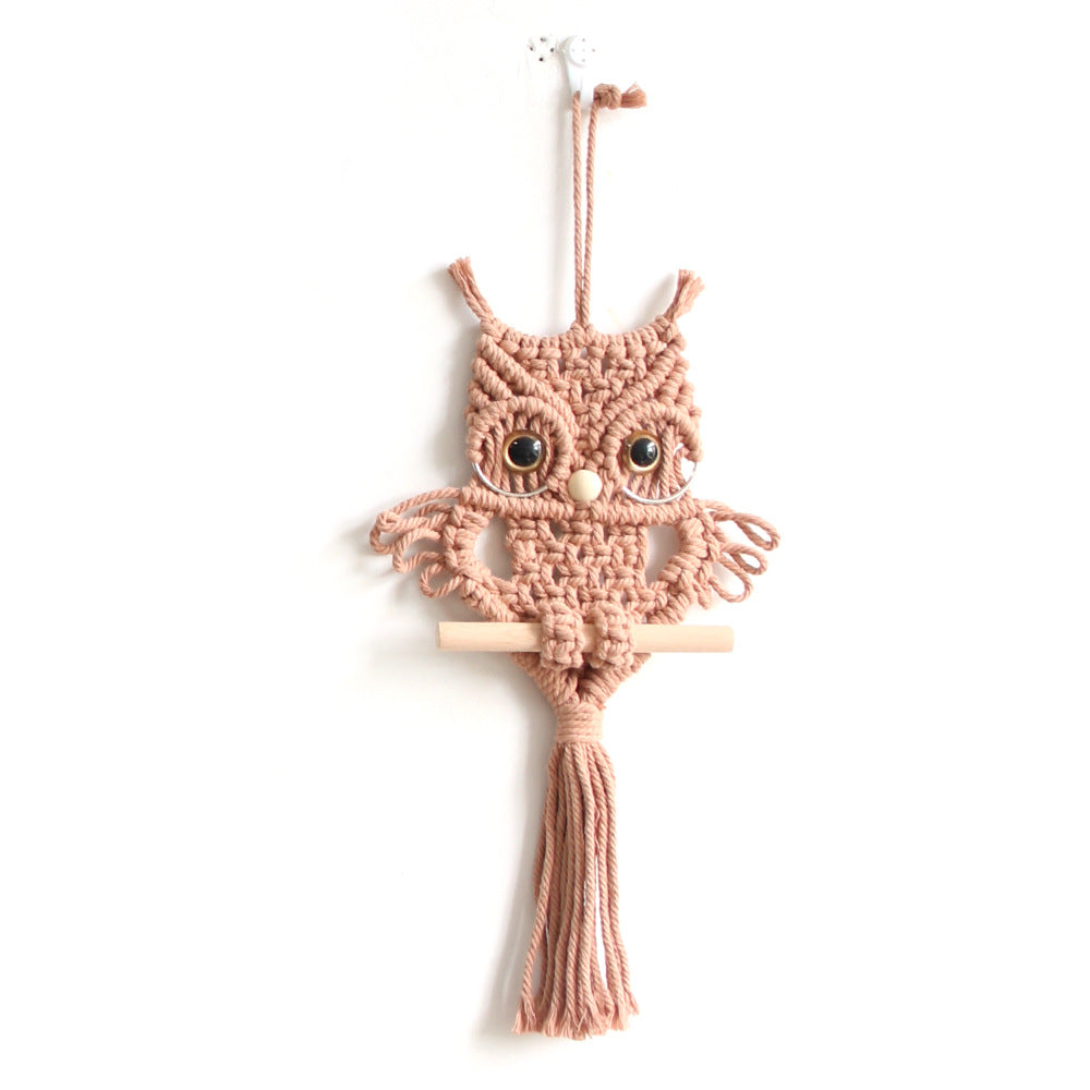 Décoration murale en macramé, en forme de chouette, fil durable, installation facile, taille 20 × 51 cm