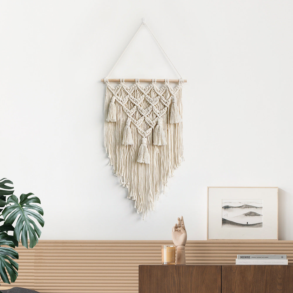 Décoration murale en macramé avec franges créatives