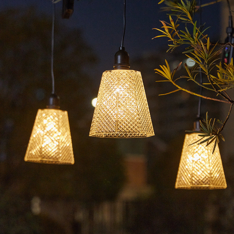 Lampe suspendue solaire à motif cristal LED rechargeable par USB
