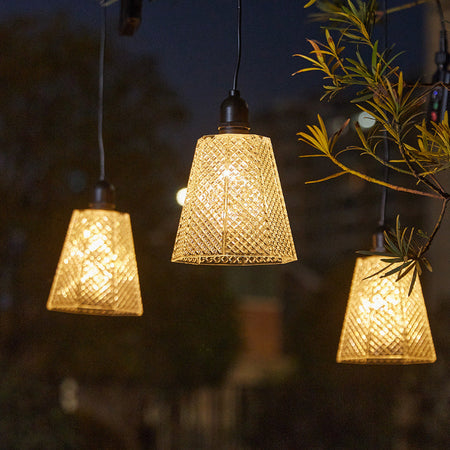 Lampe à suspension solaire en verre texturé rechargeable par USB