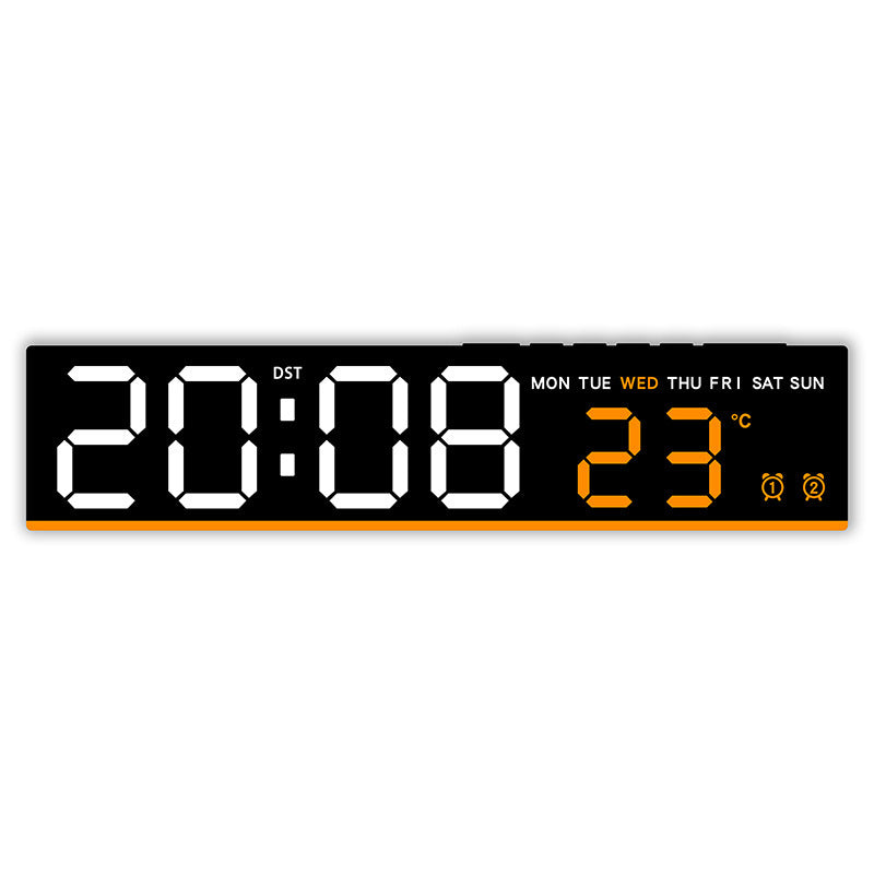 Horloge murale numérique avec grands chiffres LED et affichage de la température