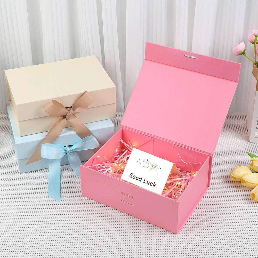 Coffret cadeau magnétique haut de gamme avec guirlande lumineuse LED et carte de vœux