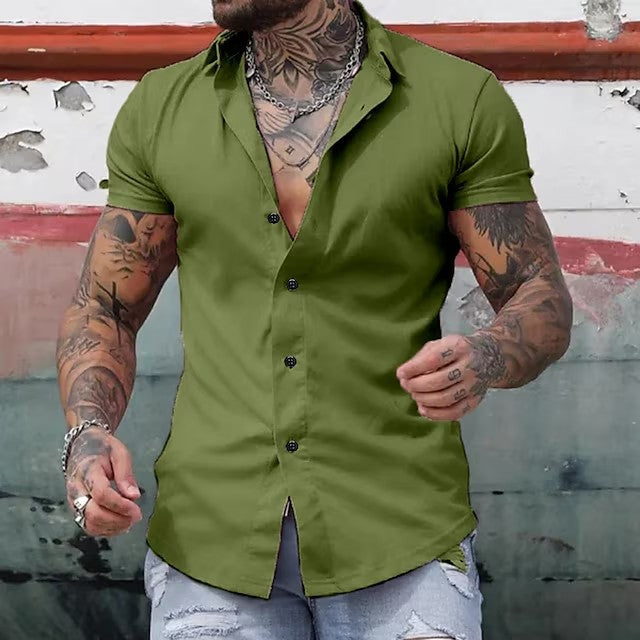 Chemise à manches courtes pour homme, coupe moderne et ajustée