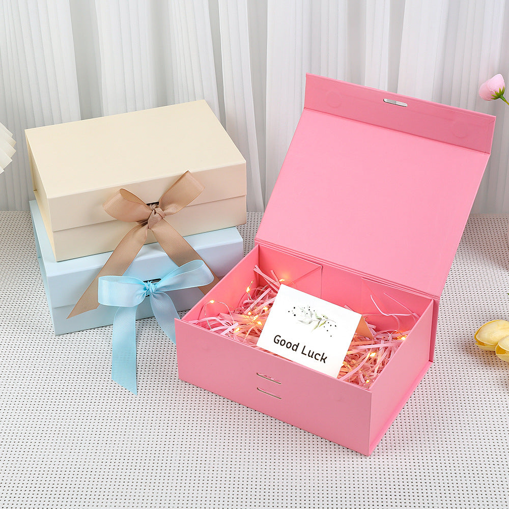 Coffret cadeau magnétique haut de gamme avec guirlande lumineuse LED et carte de vœux