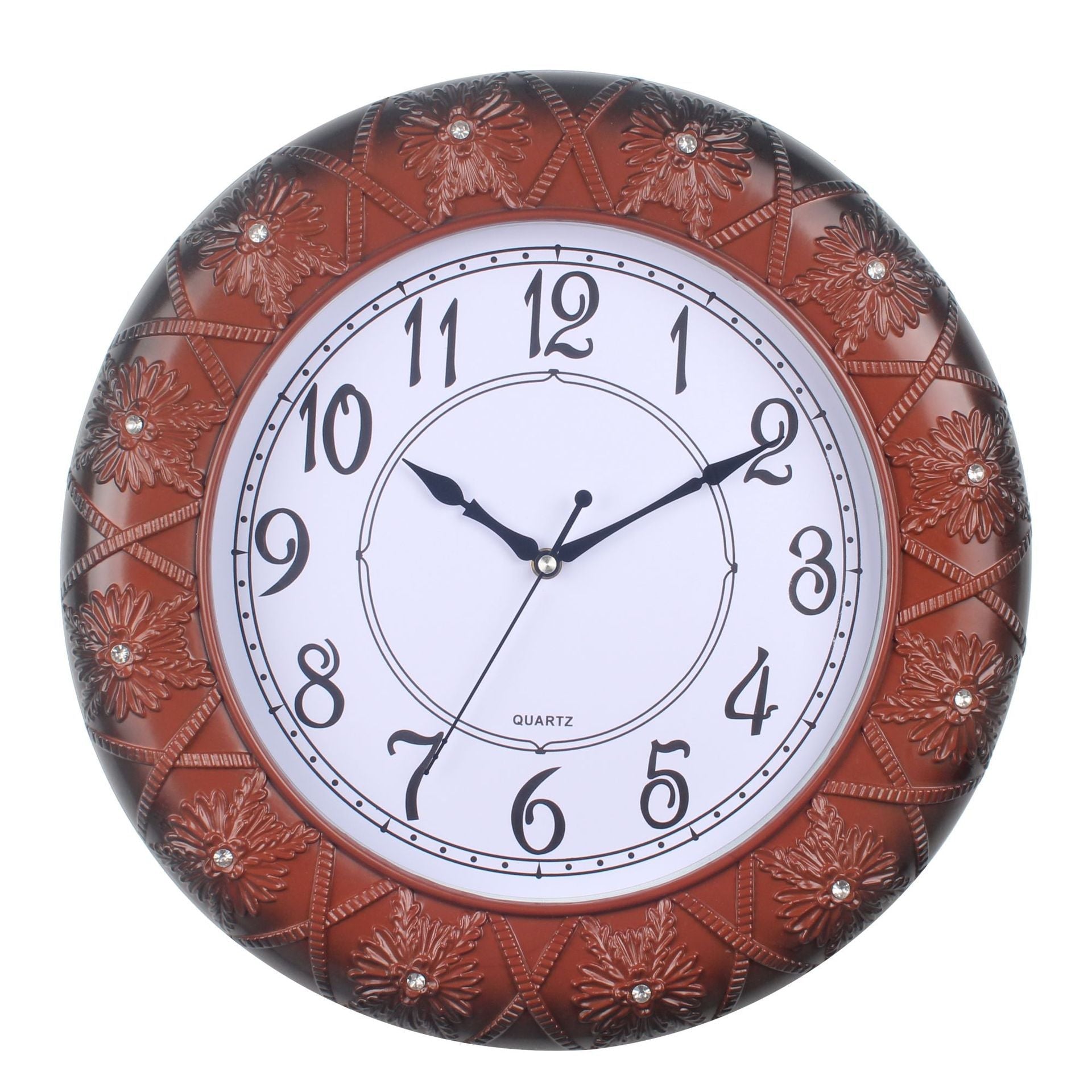Horloge murale élégante avec motif floral en filigrane