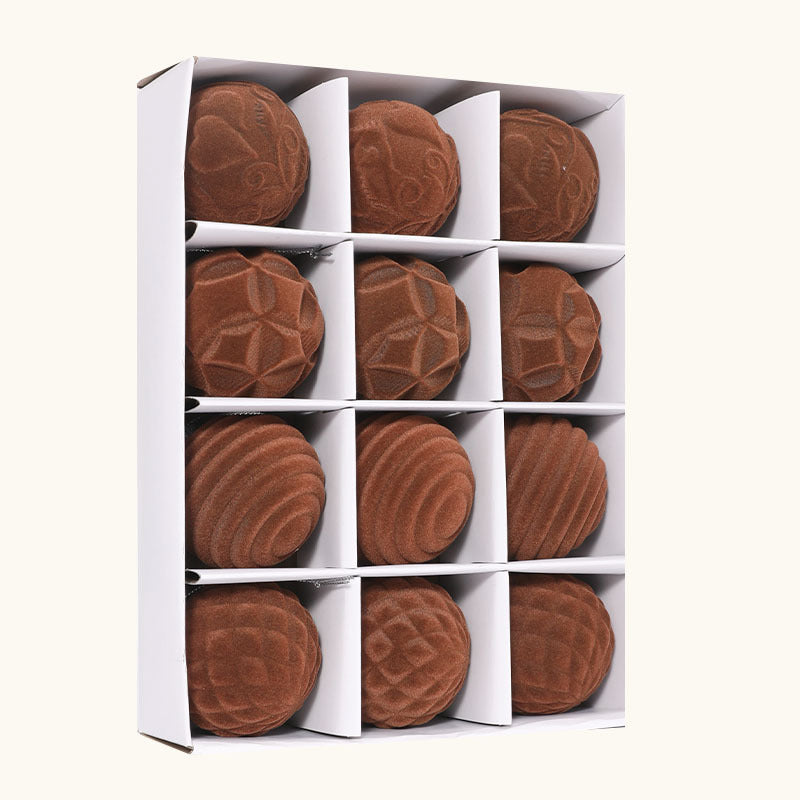 Boule de Noël floquée en boîte de 6 cm, 12 boules de velours pour arbre de Noël, décorations de vacances