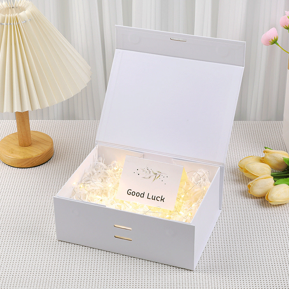 Coffret cadeau magnétique haut de gamme avec guirlande lumineuse LED et carte de vœux