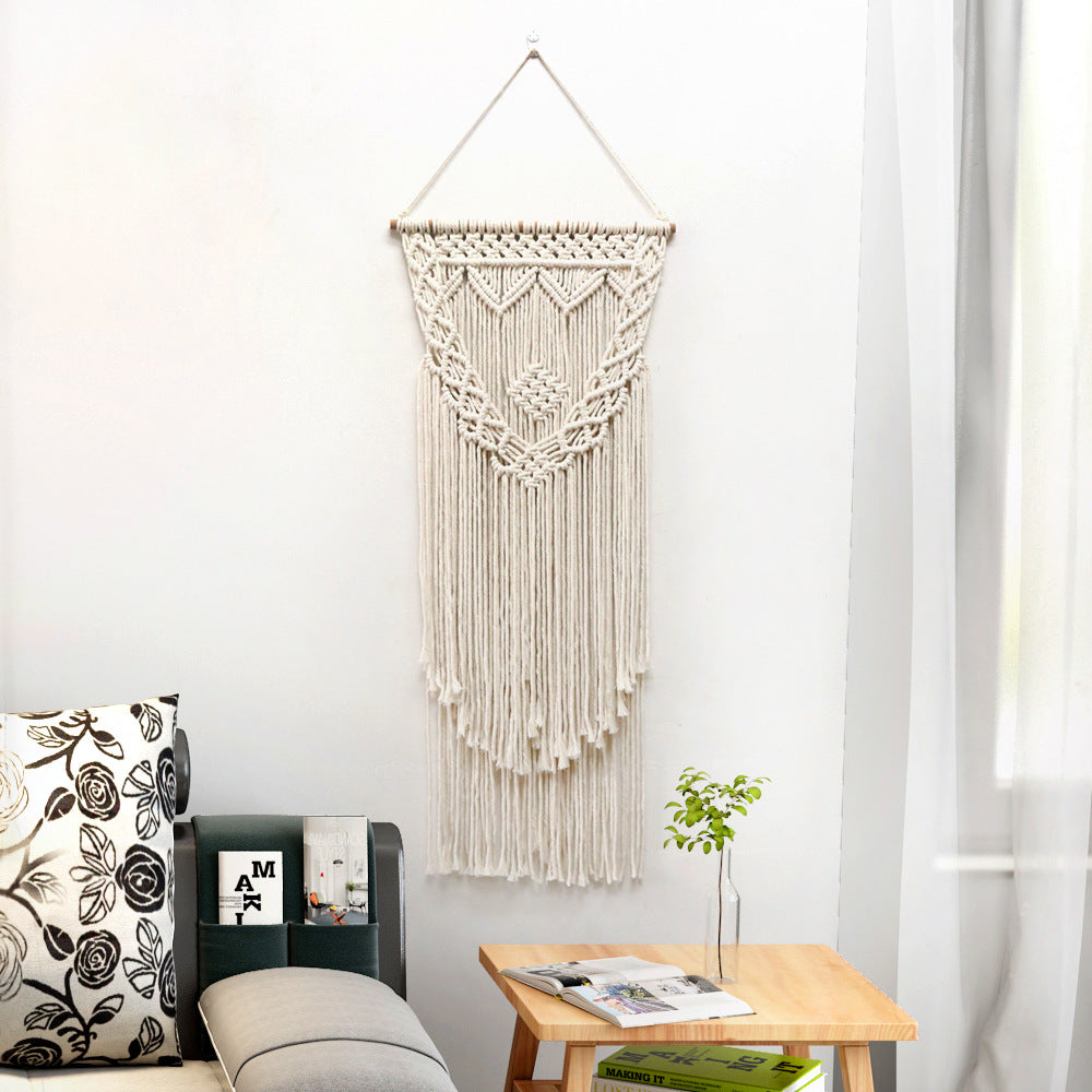 Décoration murale en macramé avec franges créatives