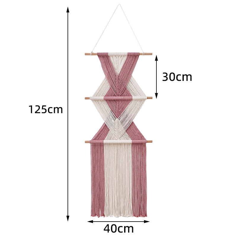 Décoration murale en macramé à motif géométrique