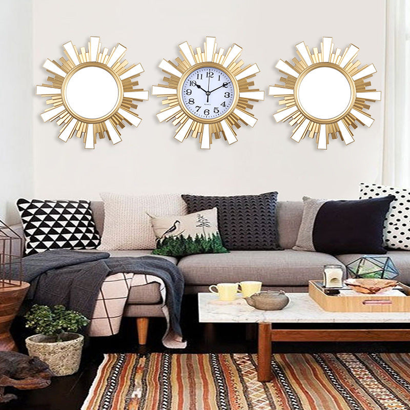 Décoration murale, ensemble miroir et horloge, conception modulaire, matériaux de haute qualité, facile à assembler
