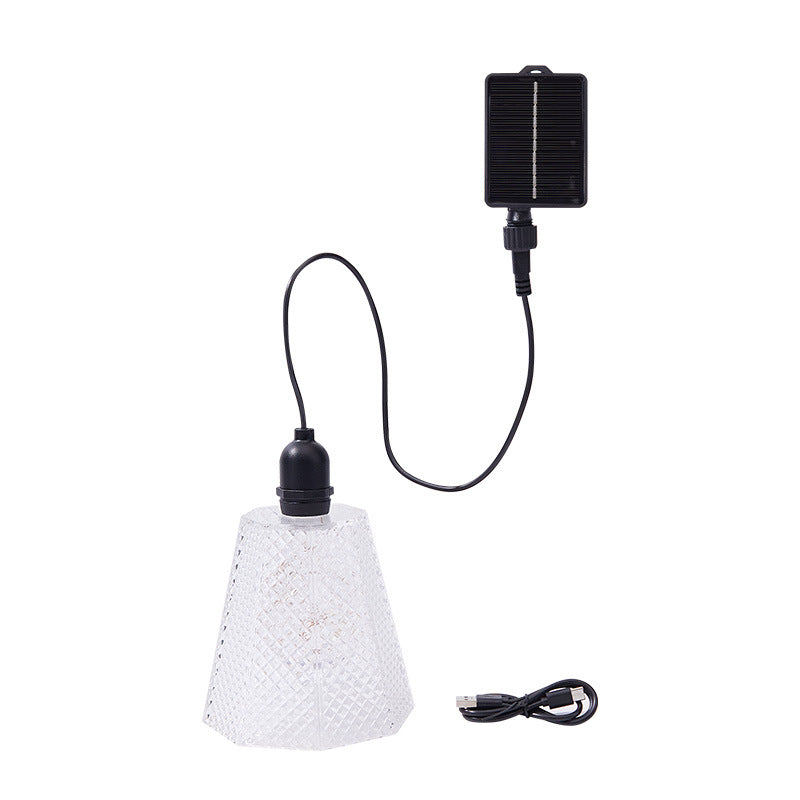 Lampe à suspension solaire en verre texturé rechargeable par USB