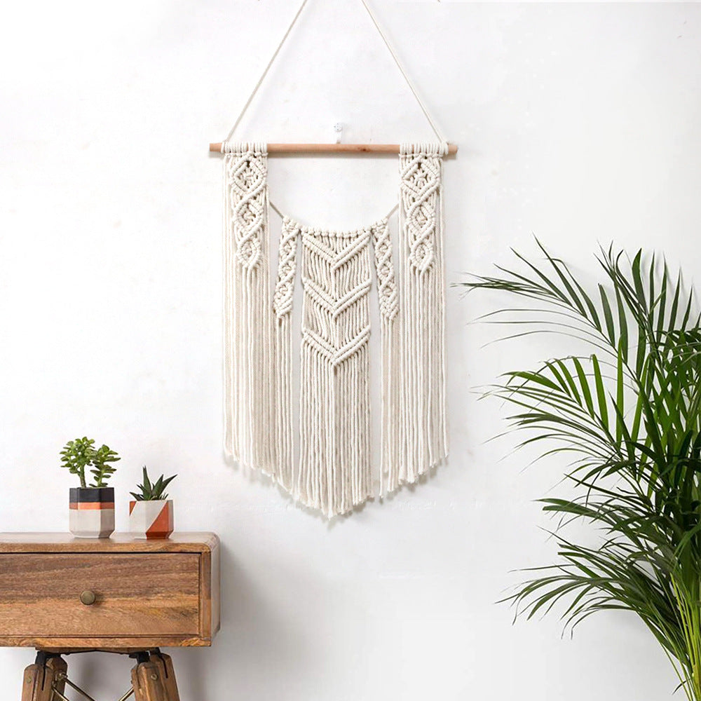 Décoration murale en macramé avec franges créatives