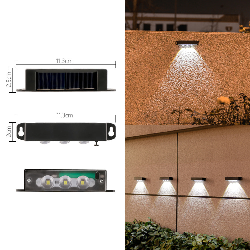 Applique murale LED compacte à détecteur de mouvement à énergie solaire pour escaliers et clôtures extérieures