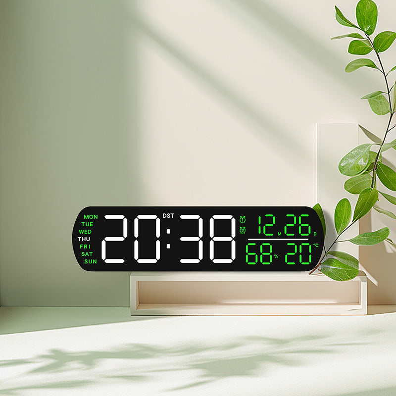 Horloge murale numérique avec affichage de la température et de l'hygromètre